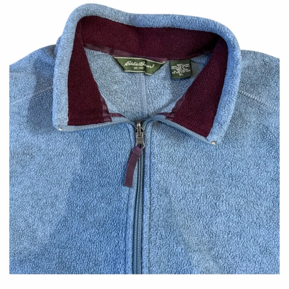 Eddie Bauer Vintage Style Zip Front Fleece Jacket Blue | Cozy Outdoor Core XL - Picture 4 of 7